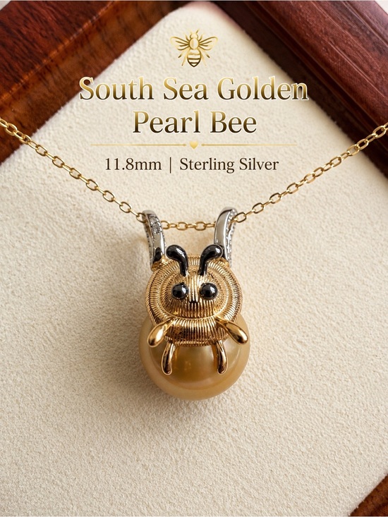 Jewelry - South Sea Golden Pearl Bee Pendant 🐝 | 11.8mm | S925 Sterling Silver | New
